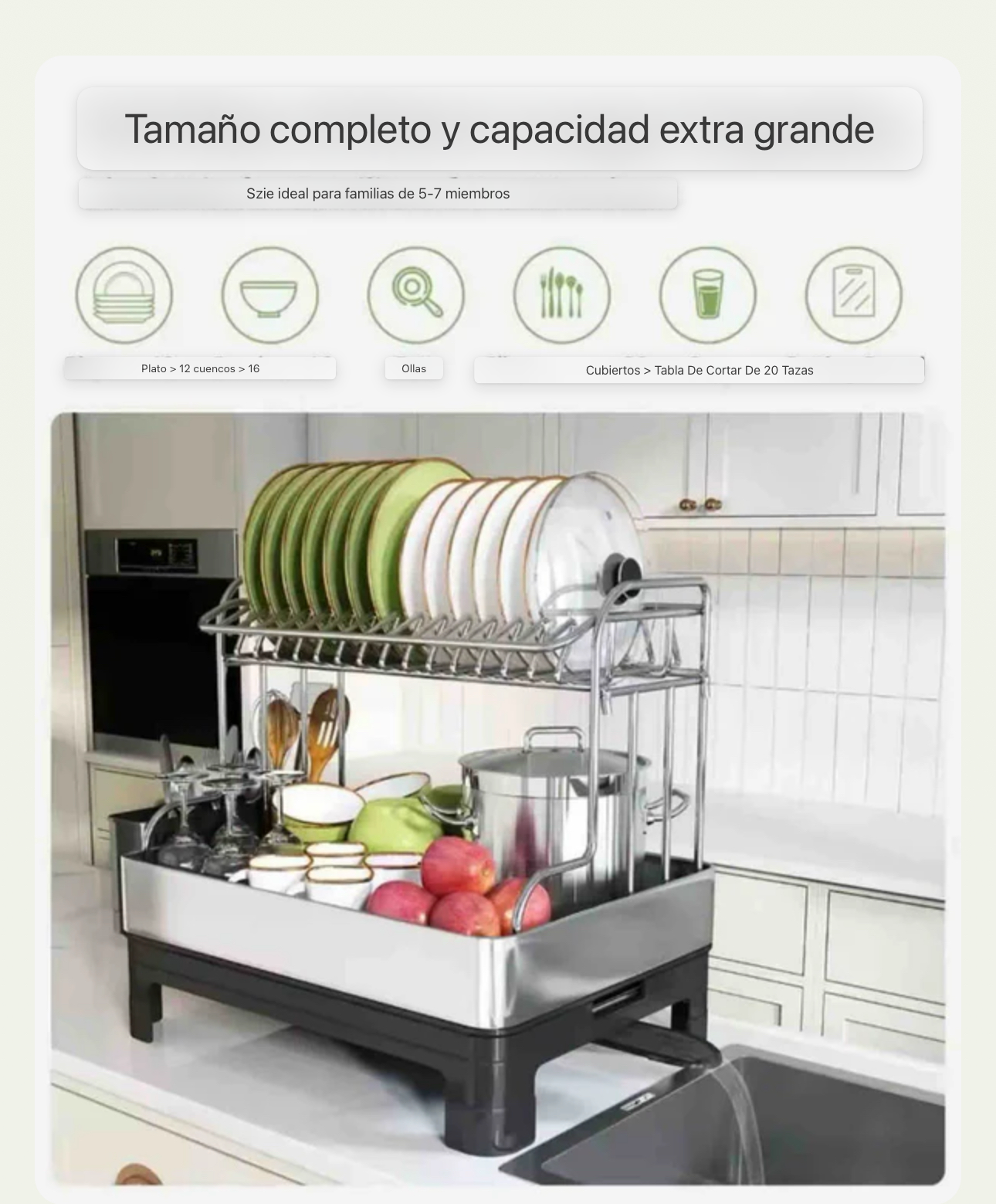 Escurridor de platos PREMIUM dos pisos.