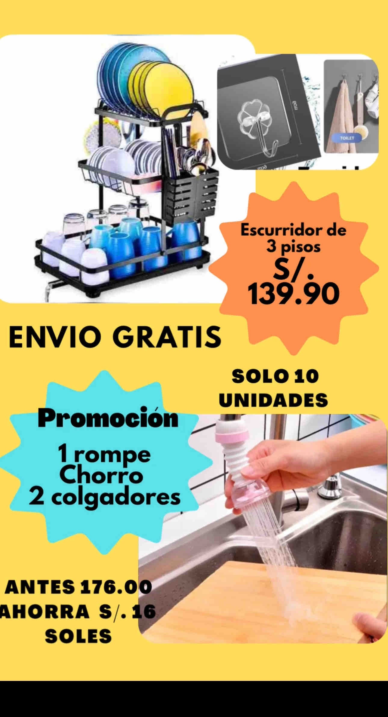 Escurridor de platos de 3 pisos