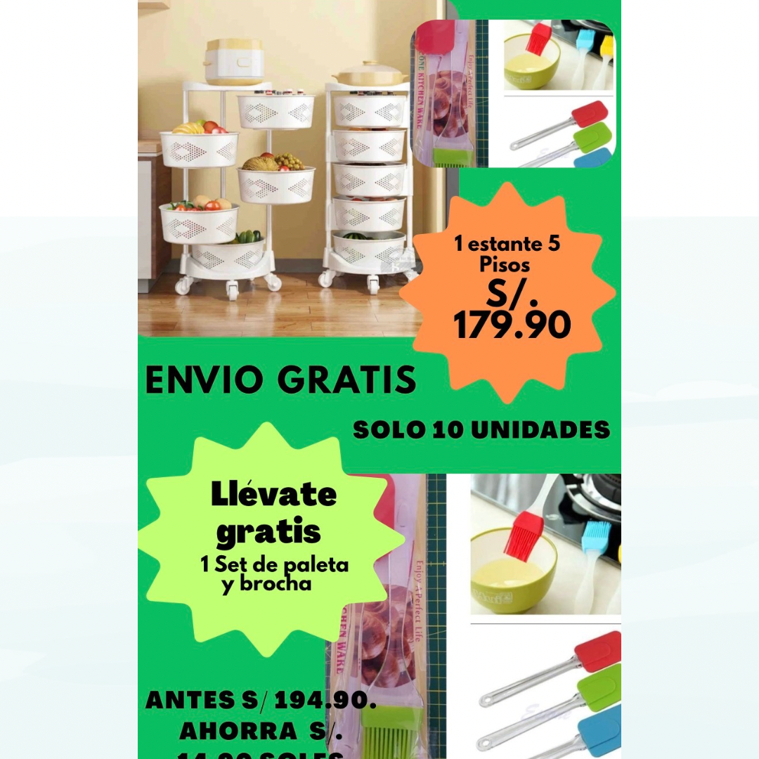 Combo verduras organizadas / Estante 5 pisos / Tira para sellar puerta
