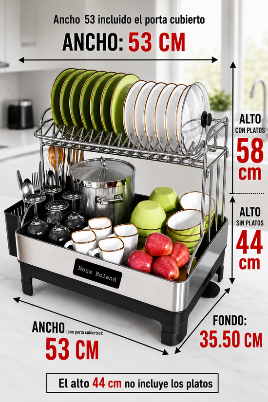 Escurridor Premium De Acero 304 - 2 niveles antióxido.
