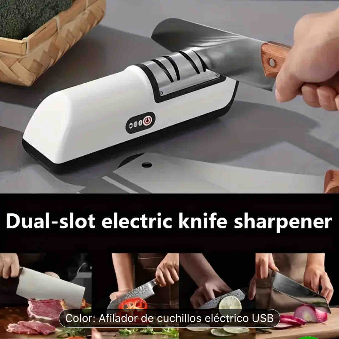 Afilador de cuchillo multifuncional. Con piedra rotativa