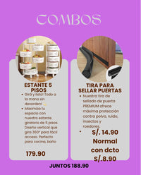 Combo verduras organizadas / Estante 5 pisos / Tira para sellar puerta