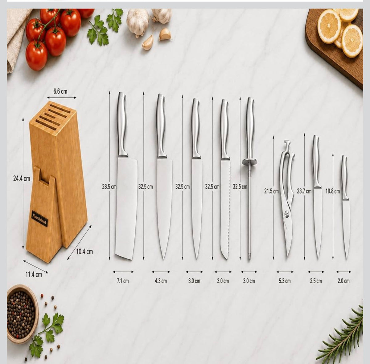 Set de 7 Cuchillos Hous Rolland Premium – Alta Calidad y Corte Profesional