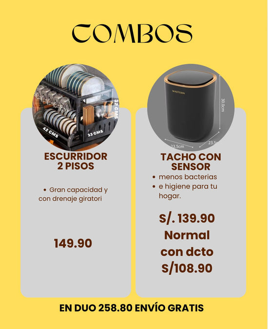 Combo cocina organizada/ Tacho con sensor