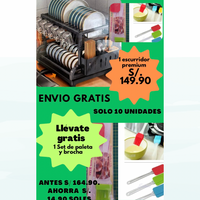 Combo Cocina Pro / Escurridor PREMIUM de 2 pisos / Set de paleta y brocha + tacho con sensor