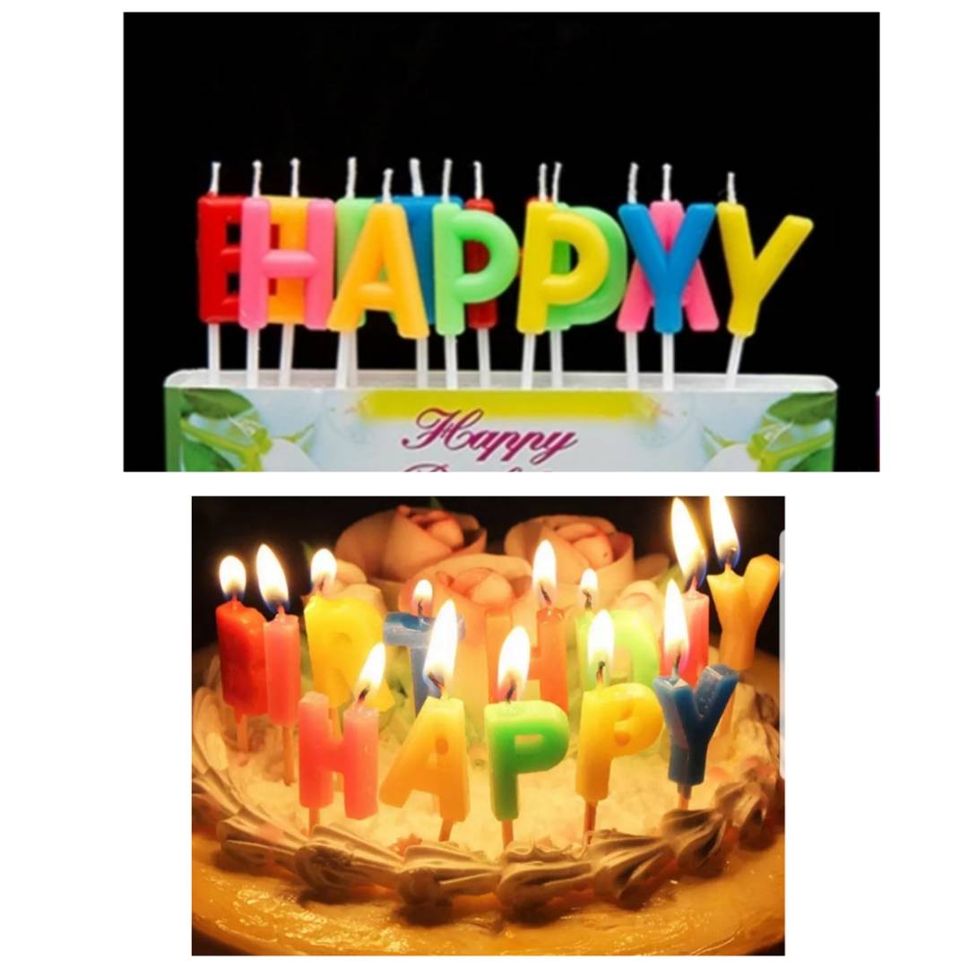 "Velas happy birthday de colores"
