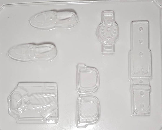 "Molde de lentes, camisa, reloj, correa y otros"