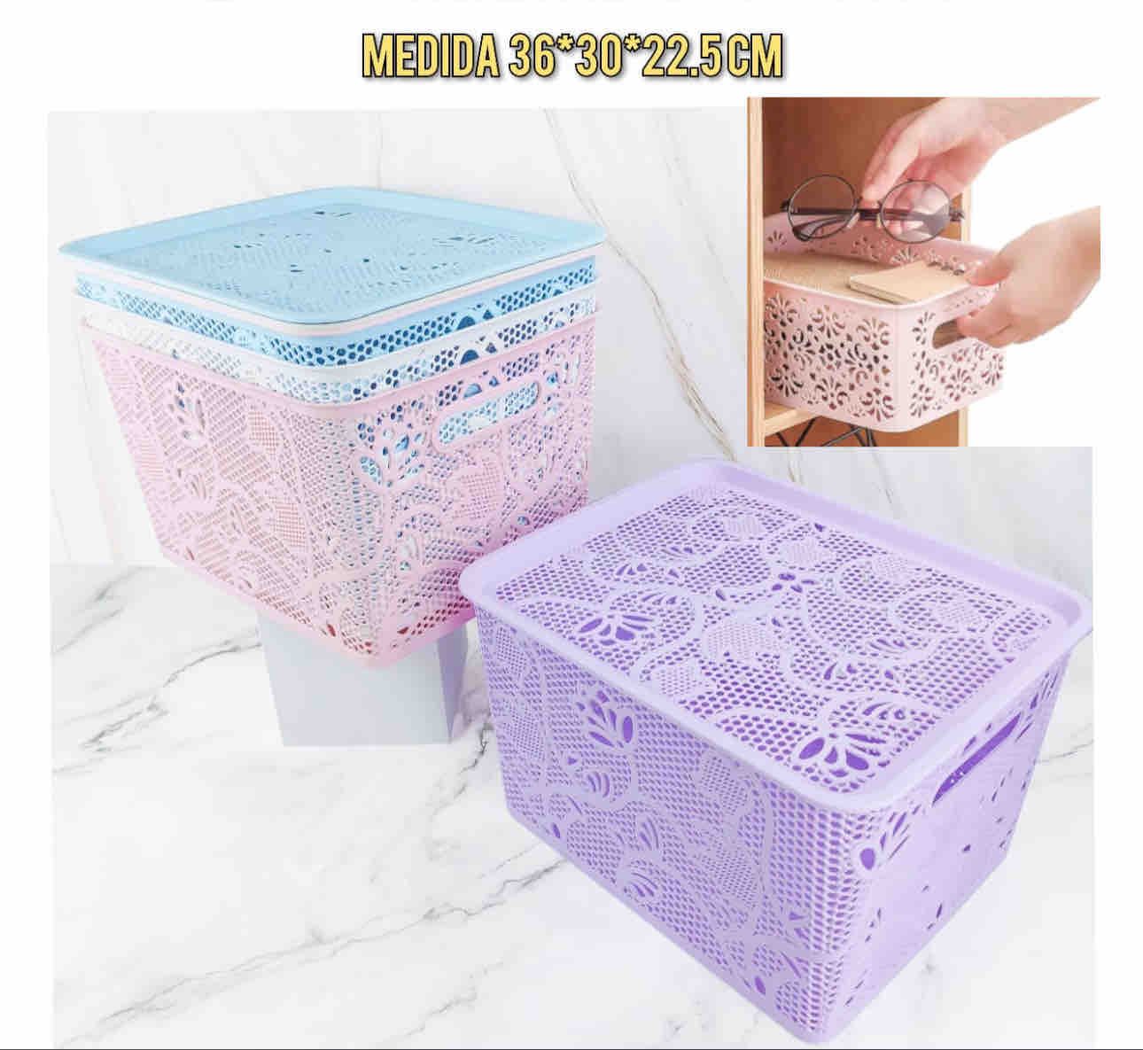 Cesto con tapa apilable