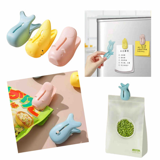 Set de 3 ganchos multiusos para sellar bolsas.