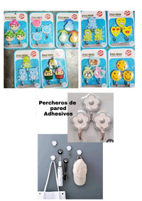 Percheros de pared adhesivos x 3