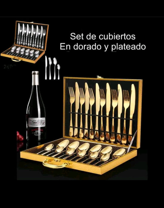 Juego de cubiertos dorado