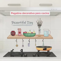 Pegatinas transparentes decorativas para cocina a prueba de aceite.