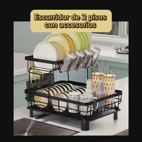 Escurridor de dos pisos con cestas.